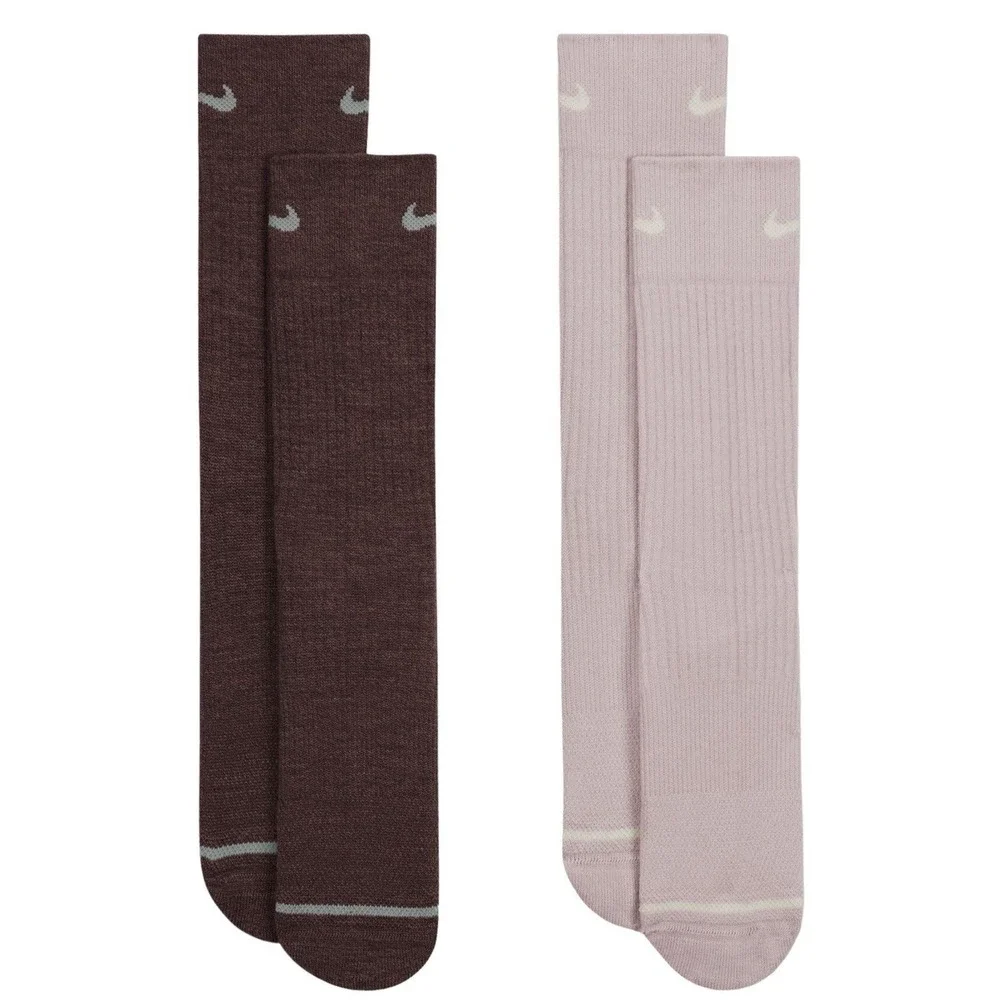 NEW 2 Pair Nike Everyday Wool Blend Men's‎ 6-8 Cushioned Crew Socks W 6-10 Brown